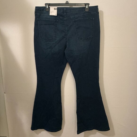 SO Good For Life Womens Plus Size 20 High Rise Flare Stretch Denim Blue Jeans - Picture 2 of 4